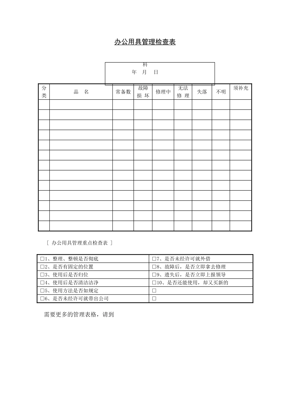 办公用具管理检查表_第2页
