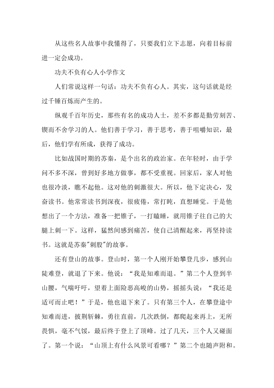功夫不负有心人小学作文_第3页