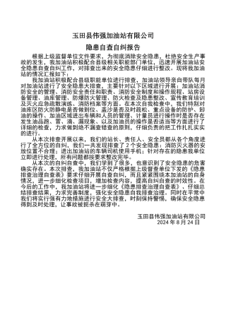 加油站隐患自查自纠报告