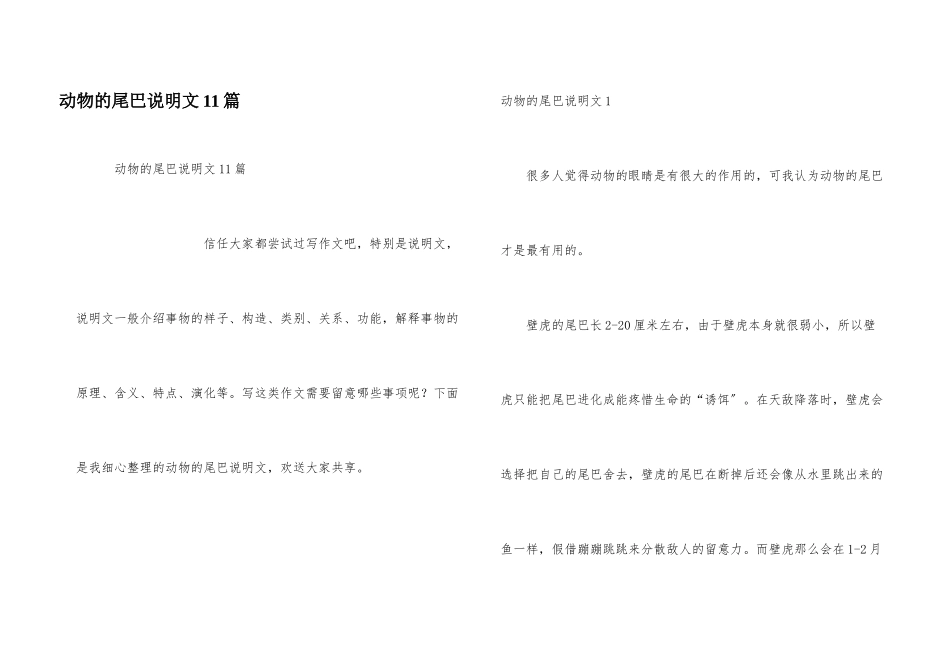 动物的尾巴说明文11篇_第1页