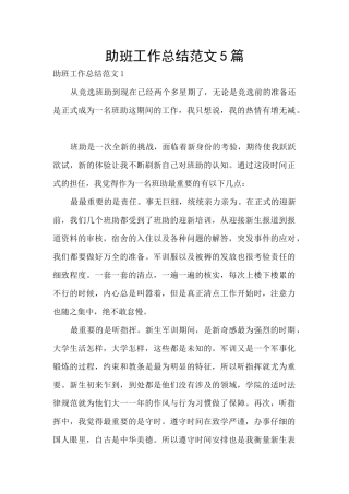 助班工作总结范文5篇