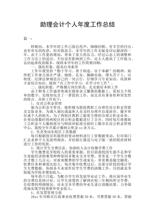 助理会计个人年度工作总结