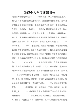 助理个人年度述职报告