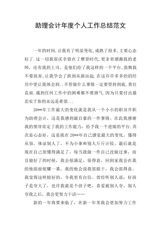助理会计年度个人工作总结范文