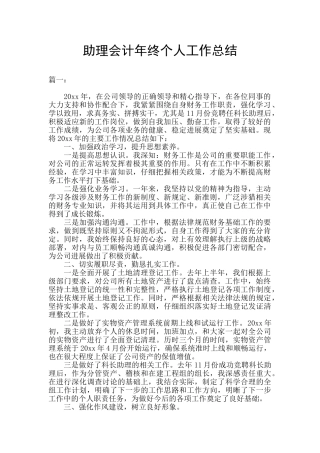 助理会计年终个人工作总结