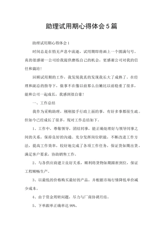 助理试用期心得体会5篇