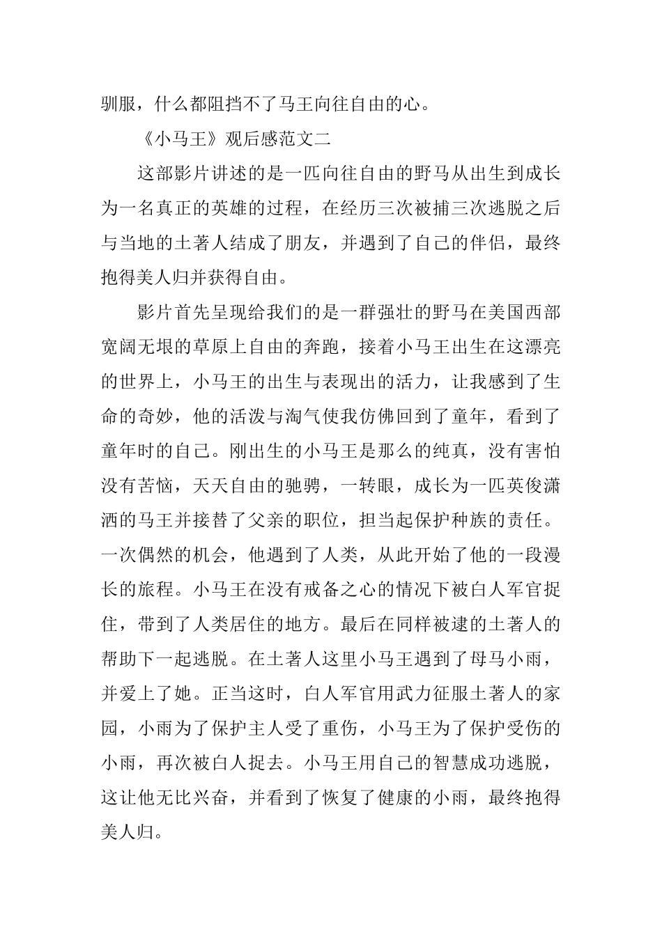 励志电影《小马王》观后感范文5篇_第2页
