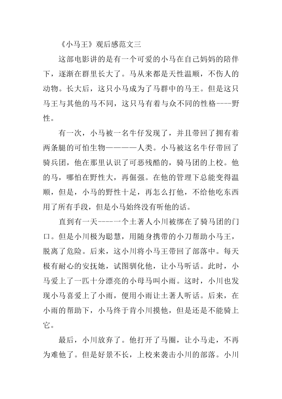 励志电影《小马王》观后感范文5篇_第3页