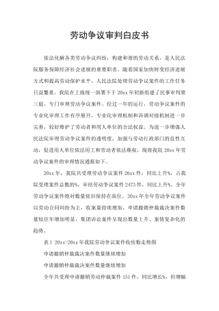 劳动争议审判白皮书