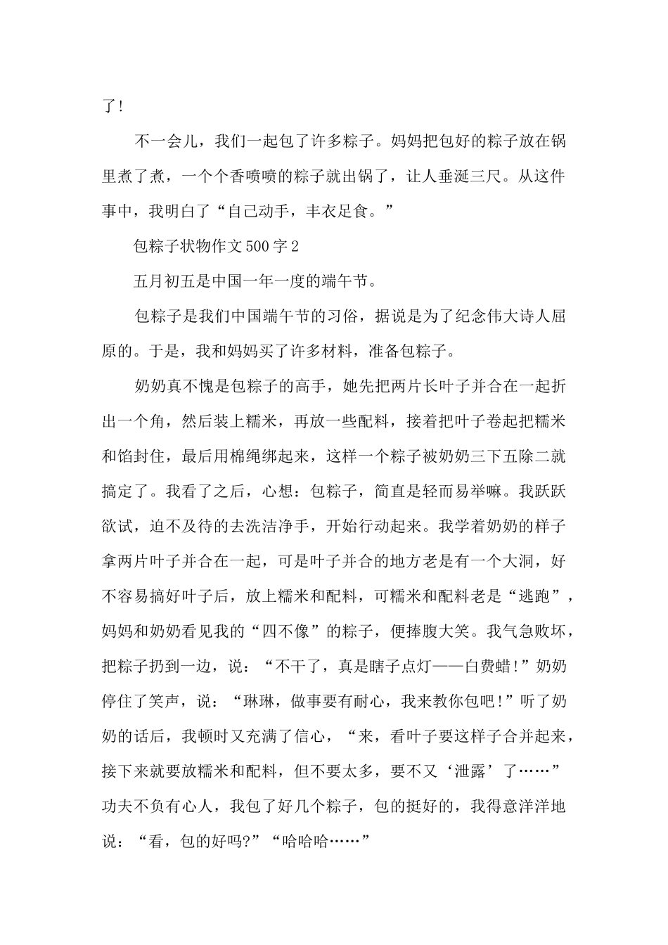 包粽子状物作文500字6篇_第2页