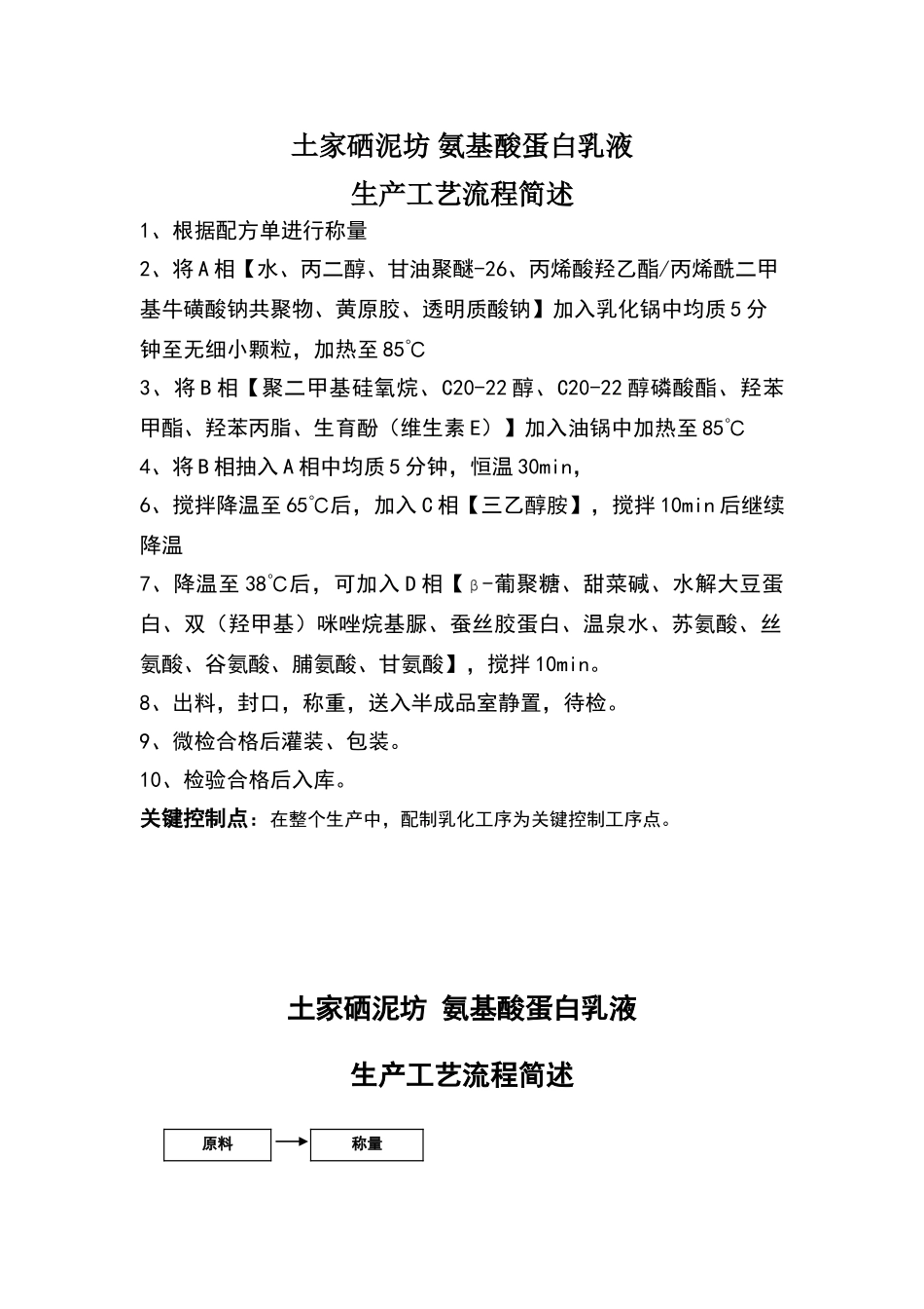 化妆品生产流程简图及简述模板_第1页