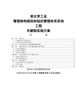 化工高管年薪制实施方案