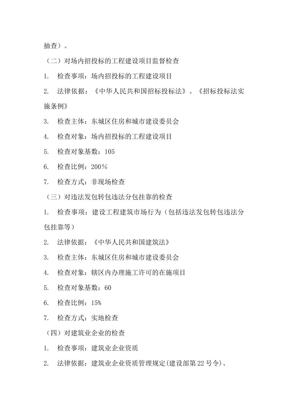 北京市东城住房和城市建设委员会2024年度执法检查计划_第2页