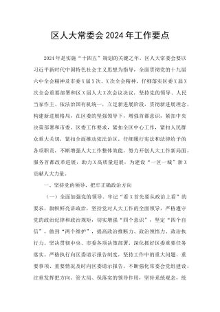 区人大常委会2024年工作要点