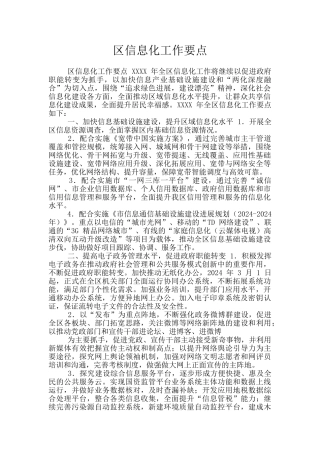 区信息化工作要点