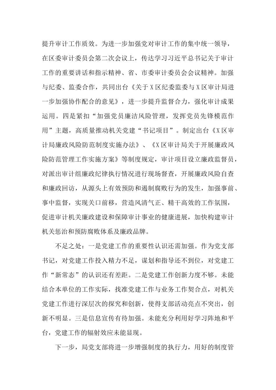 区审计局党支部书记履行全面从严治党主体责任述职报告_第2页