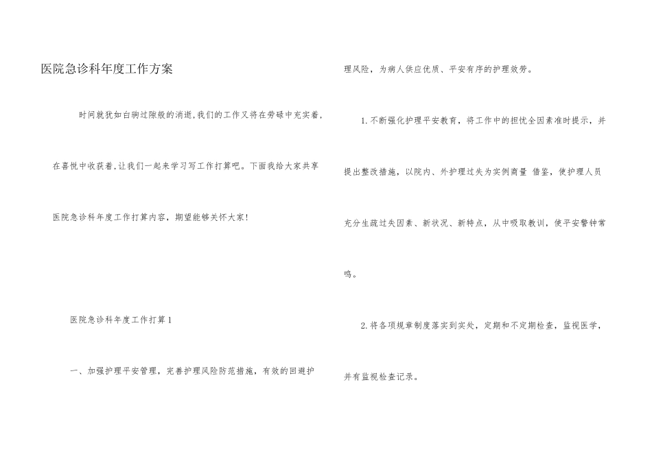 医院急诊科年度工作计划_第1页
