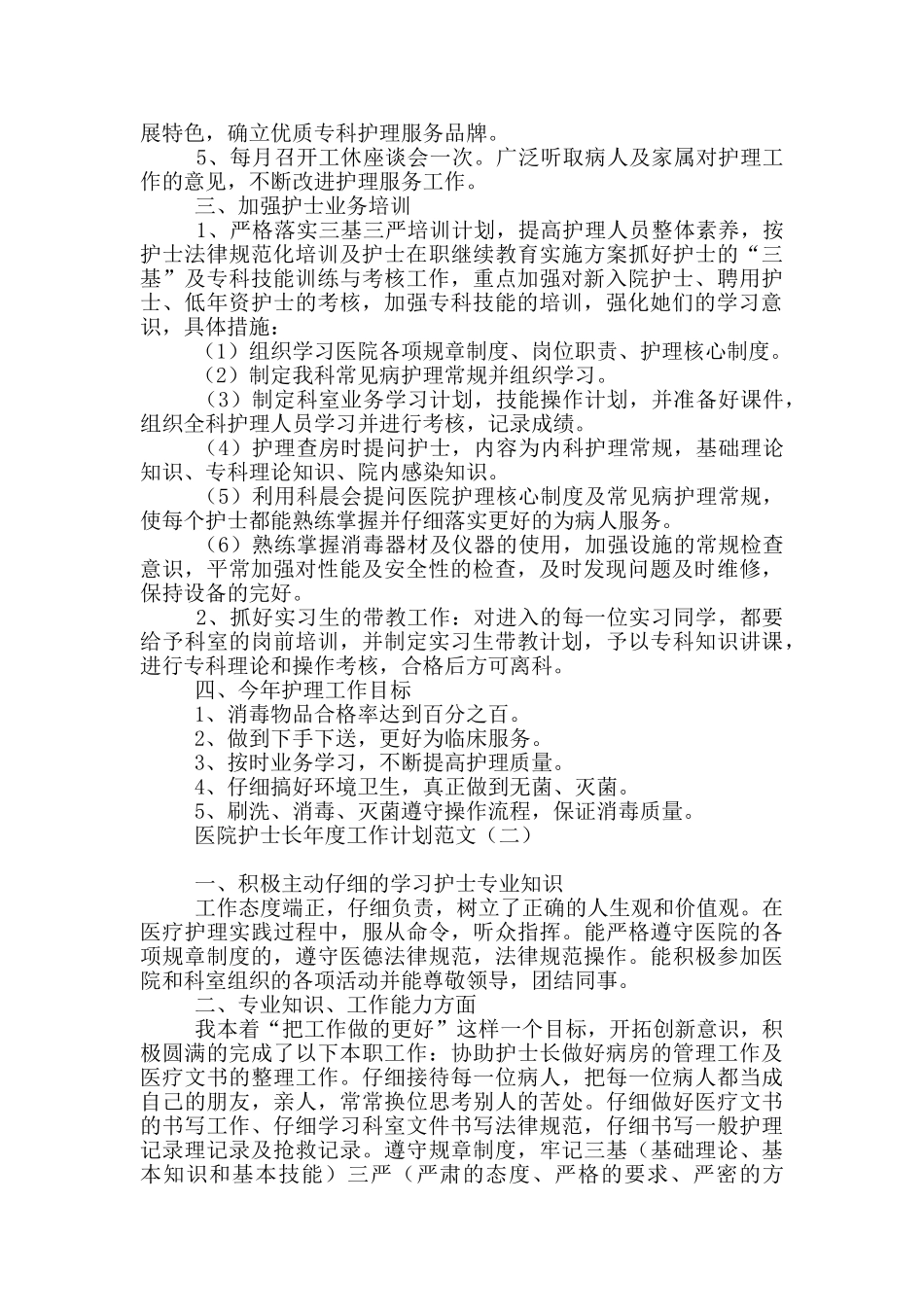 医院护士长年度工作计划范文_第2页