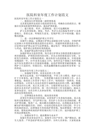 医院科室年度工作计划范文