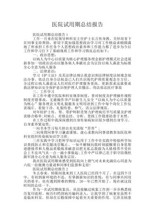 医院试用期总结报告