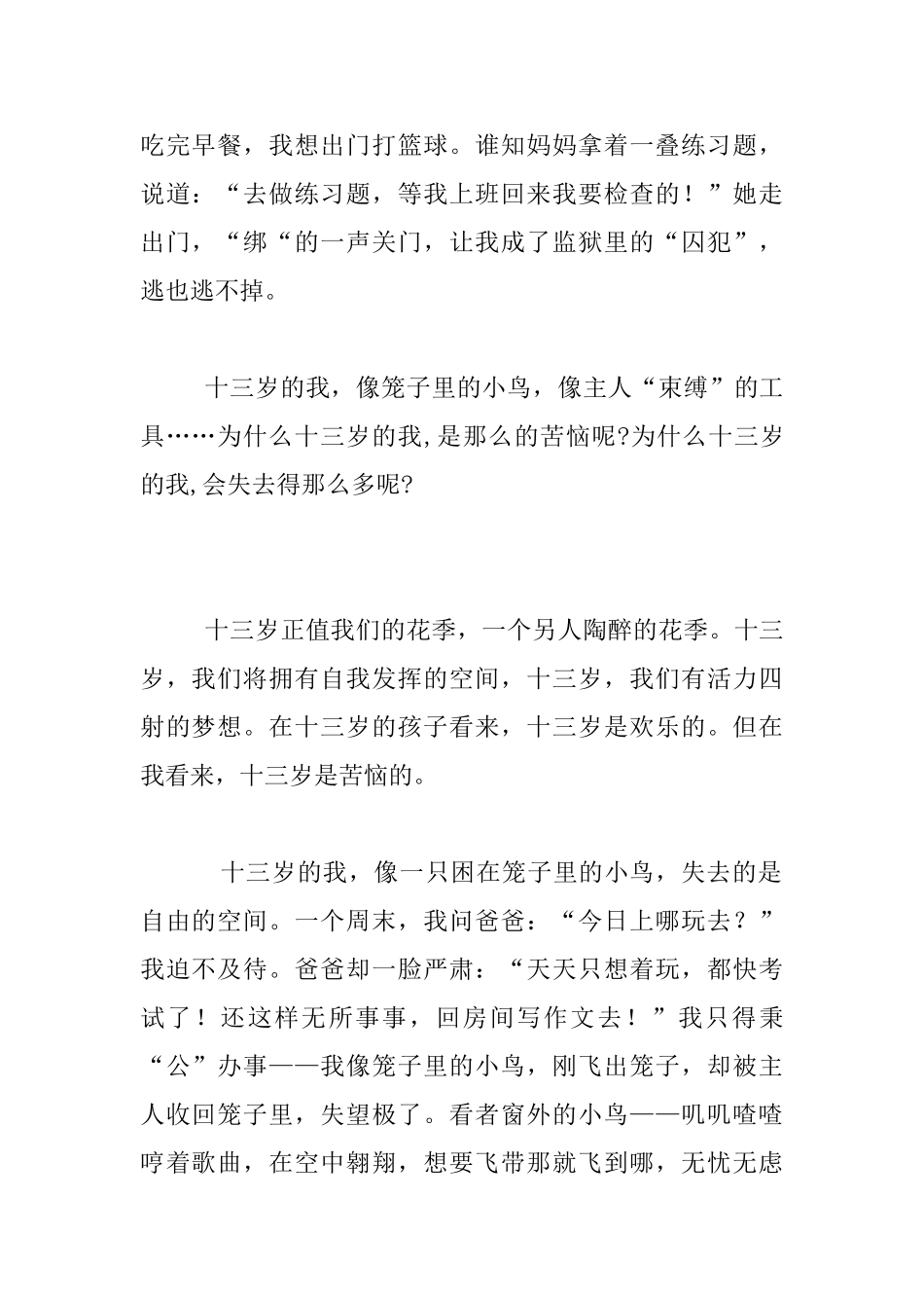 十三岁的烦恼初一作文_第2页