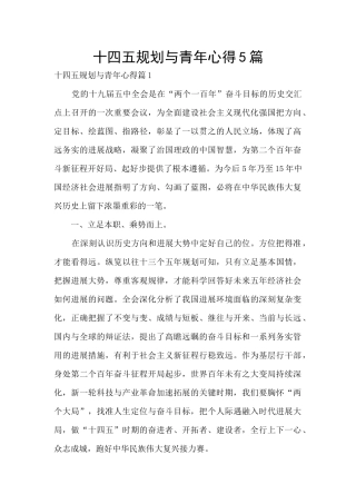 十四五规划与青年心得5篇