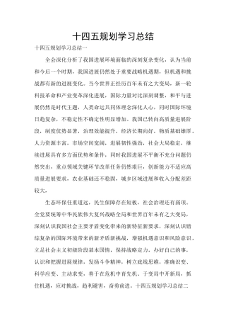 十四五规划学习总结