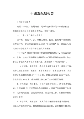 十四五规划报告