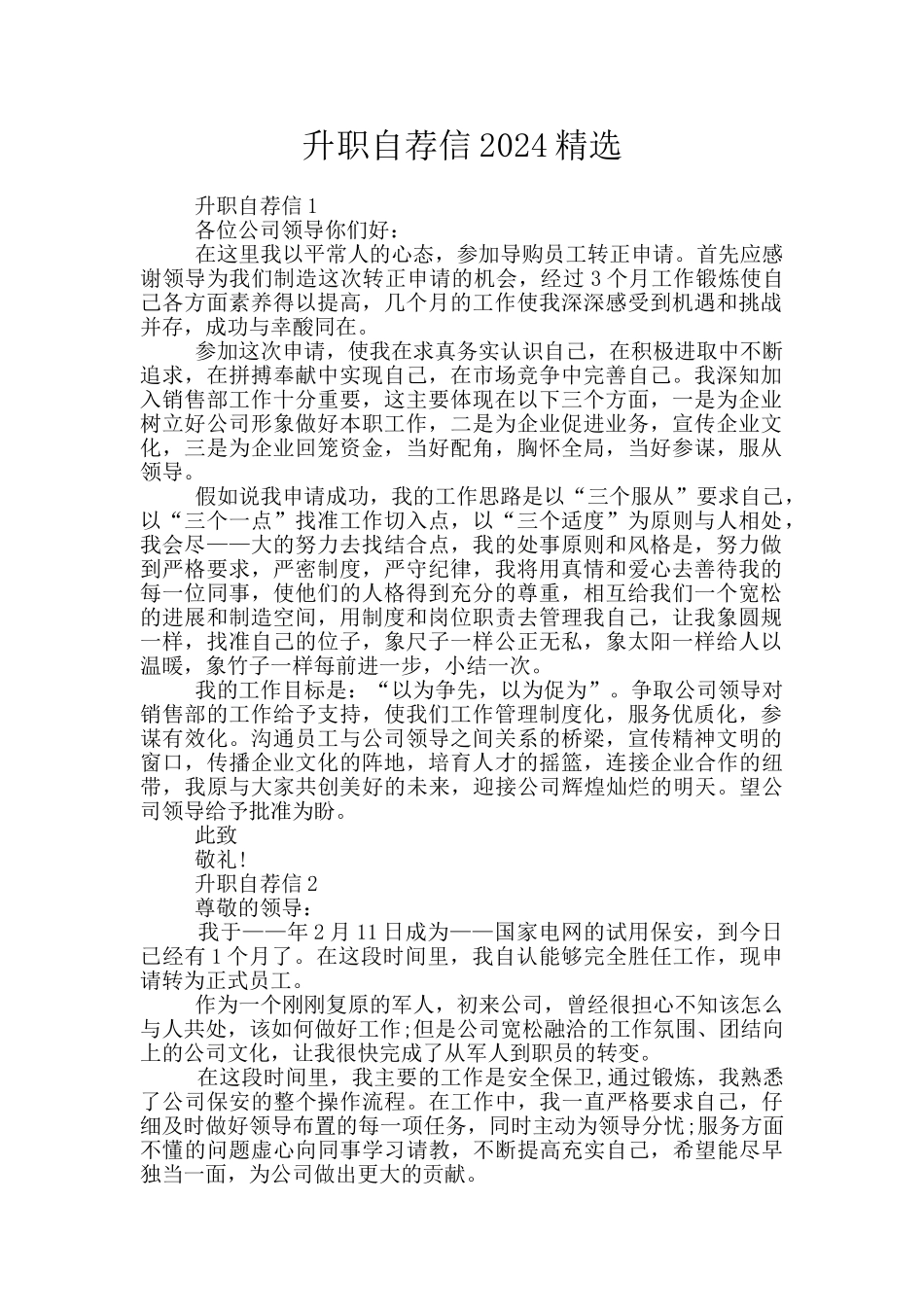 升职自荐信2024精选_第1页