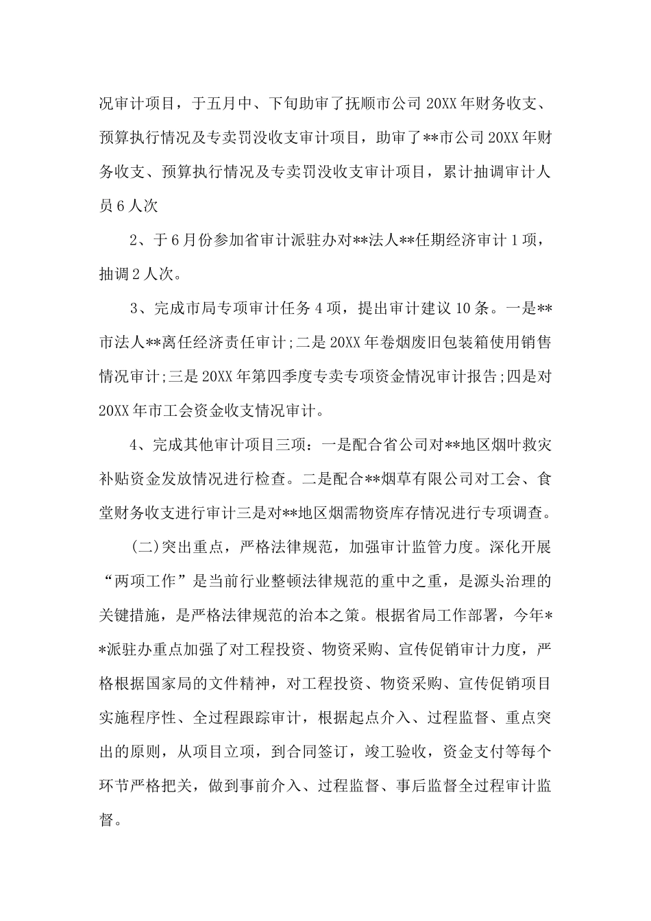 半年审计工作总结范文_第2页