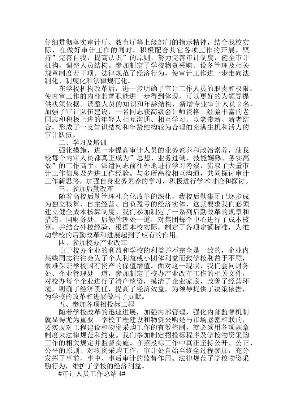 单位审计人员年终工作总结模板范文_第3页