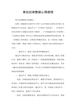 单位纪律整顿心得感悟