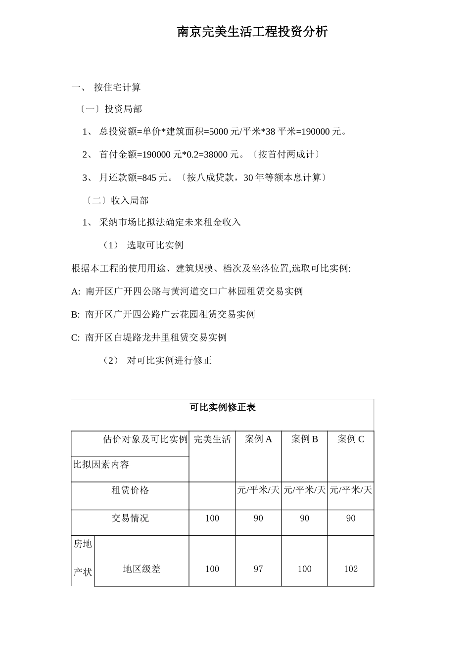 南京完美生活项目投资分析doc6_第1页