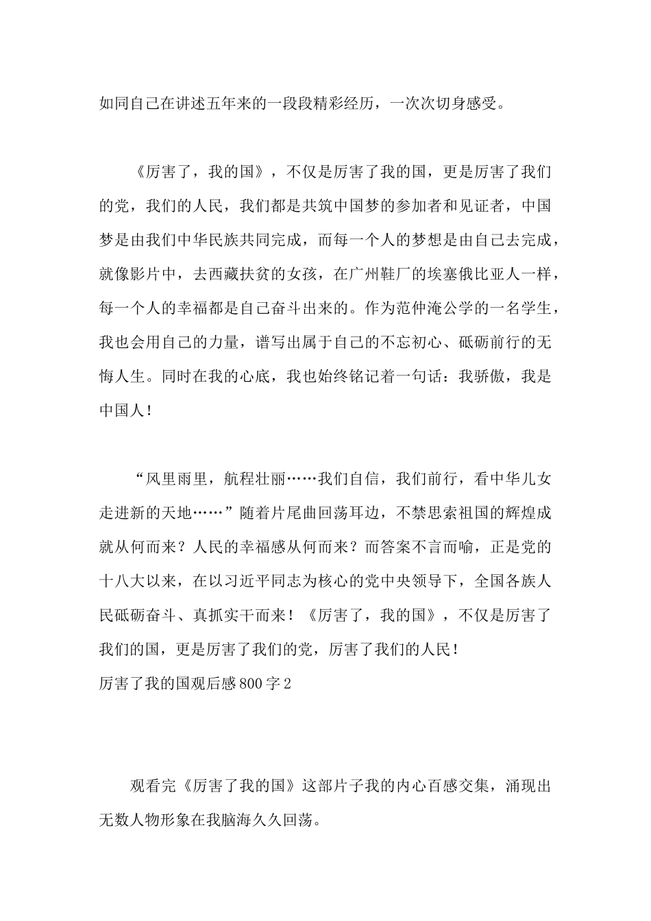 厉害了我的国观后感800字_第2页