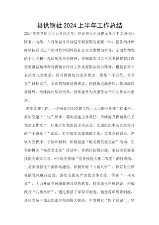 县供销社2024上半年工作总结