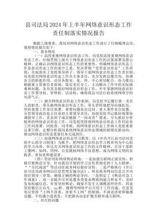 县司法局2024年上半年网络意识形态工作责任制落实情况报告