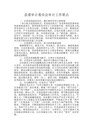县委审计委员会审计工作要点