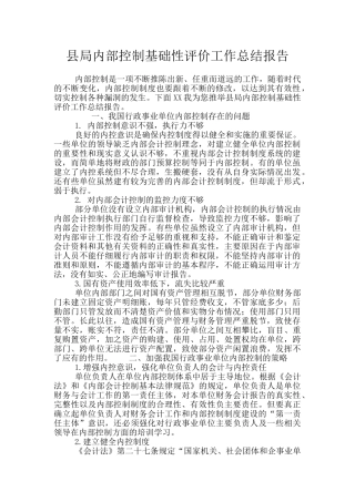 县局内部控制基础性评价工作总结报告