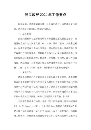 县民政局2024年工作要点