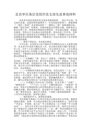 县直单位基层党组织党支部先进事迹材料