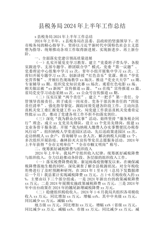 县税务局2024年上半年工作总结