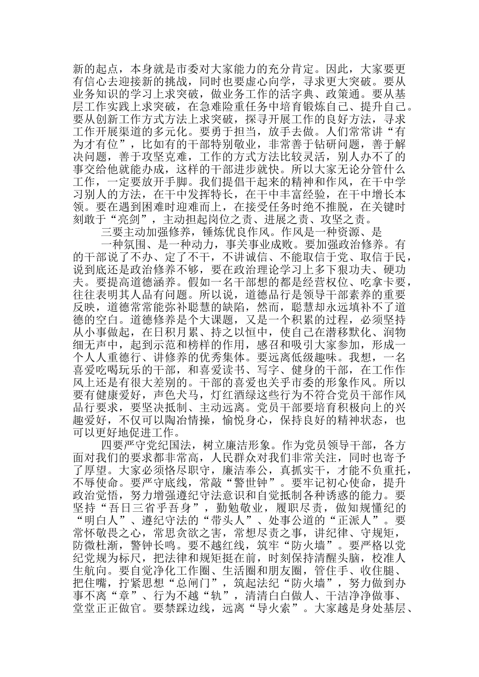 县级市新调整班子干部集体谈话会议讲话_第2页