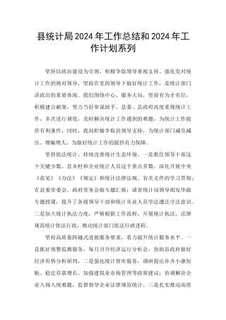 县统计局2024年工作总结和2024年工作计划系列