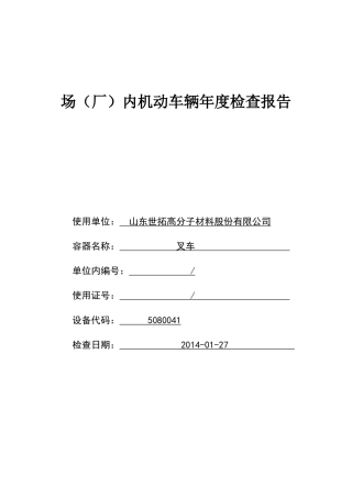 叉车年度检查报告