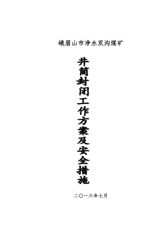 双沟煤矿井筒封闭方案及措施