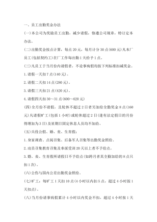 某公司奖金管理制度