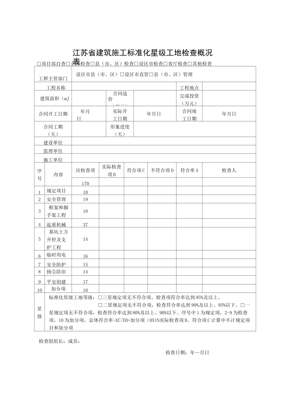 江苏省星级工地检查表_第1页