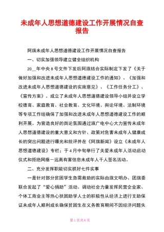 未成年人思想道德建设工作开展情况自查报告