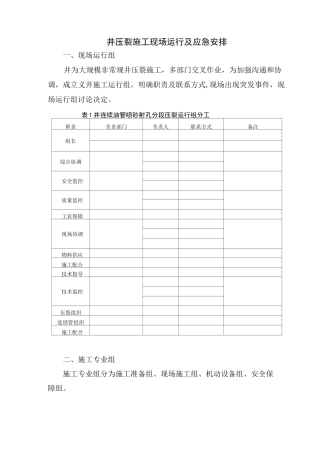 压裂现场运行及应急预案