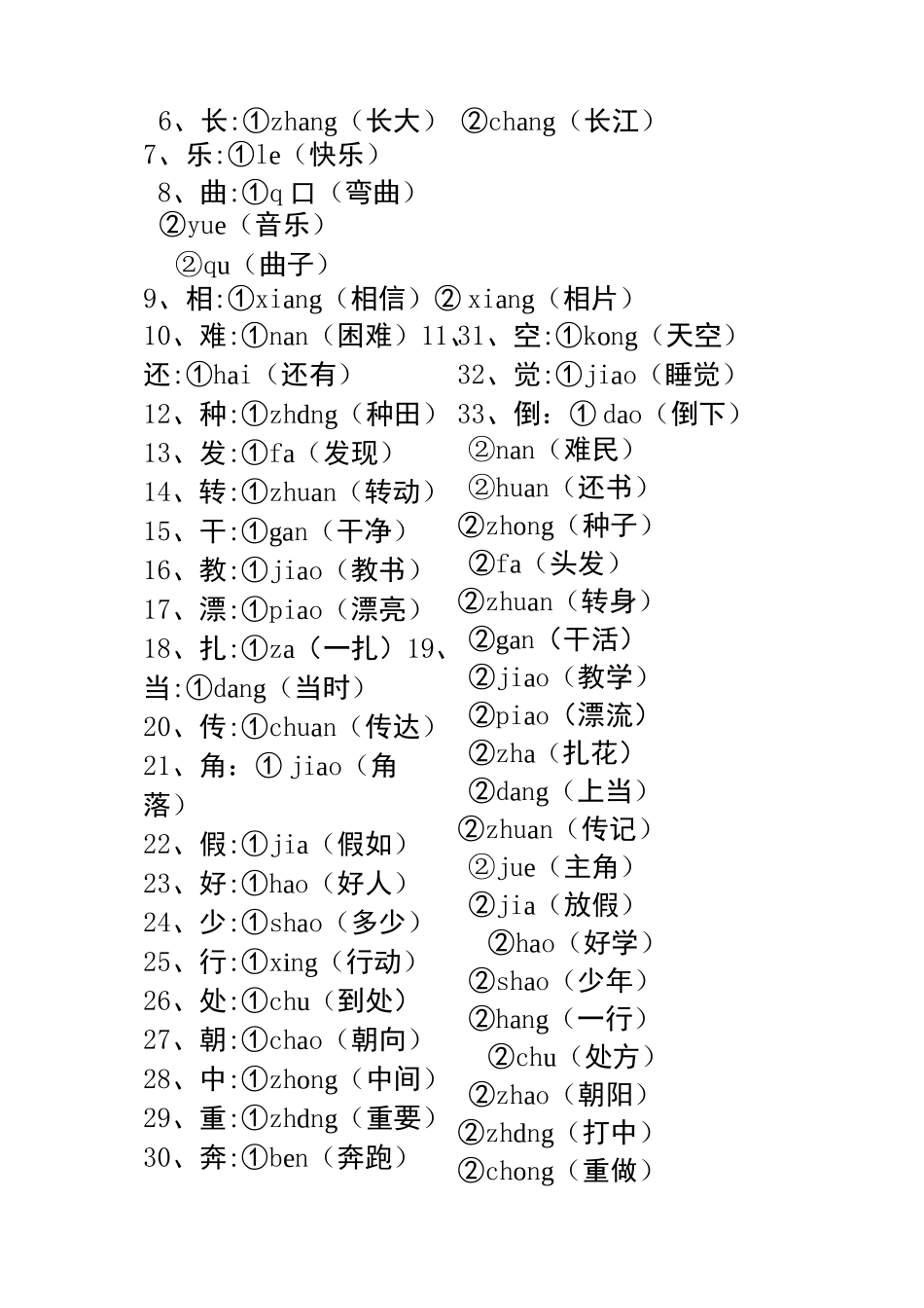 二年级下册语文多音字组词_第3页